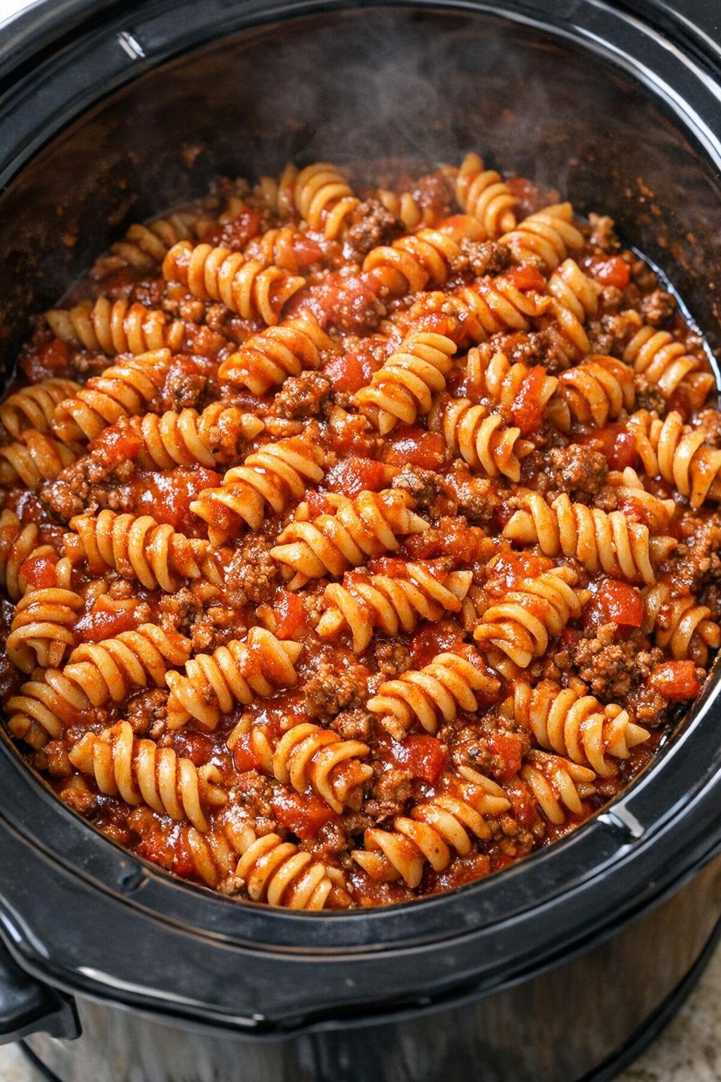 Malse pasta gaar in de slowcooker