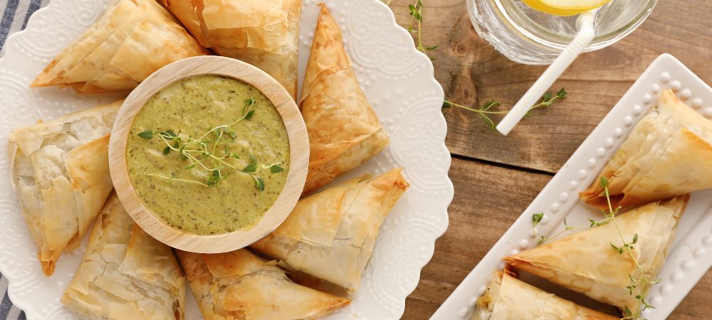 Vegetarian Baked Spinach And Feta Samosa  Recipe and Video