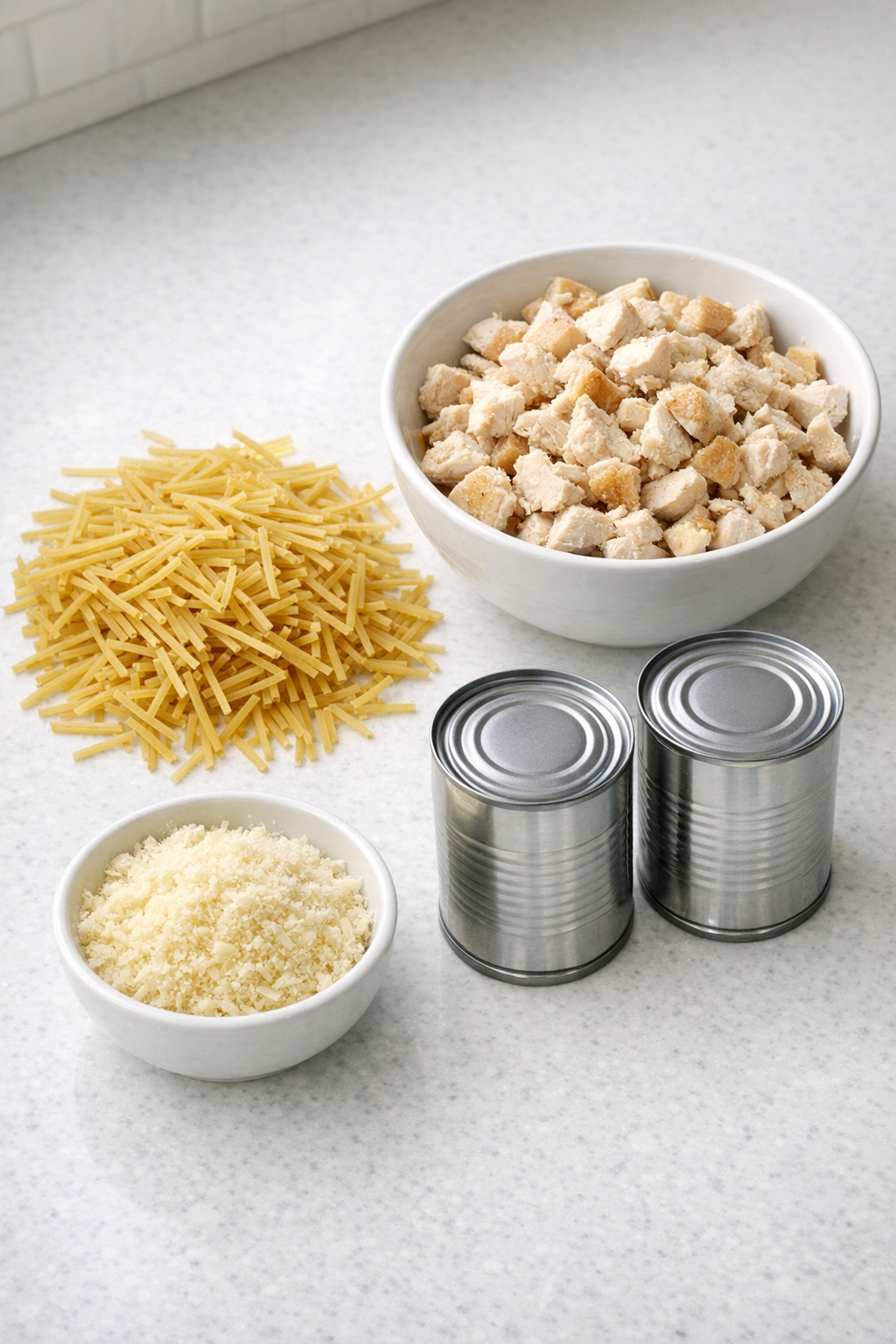 Main ingredients for chicken tetrazzini