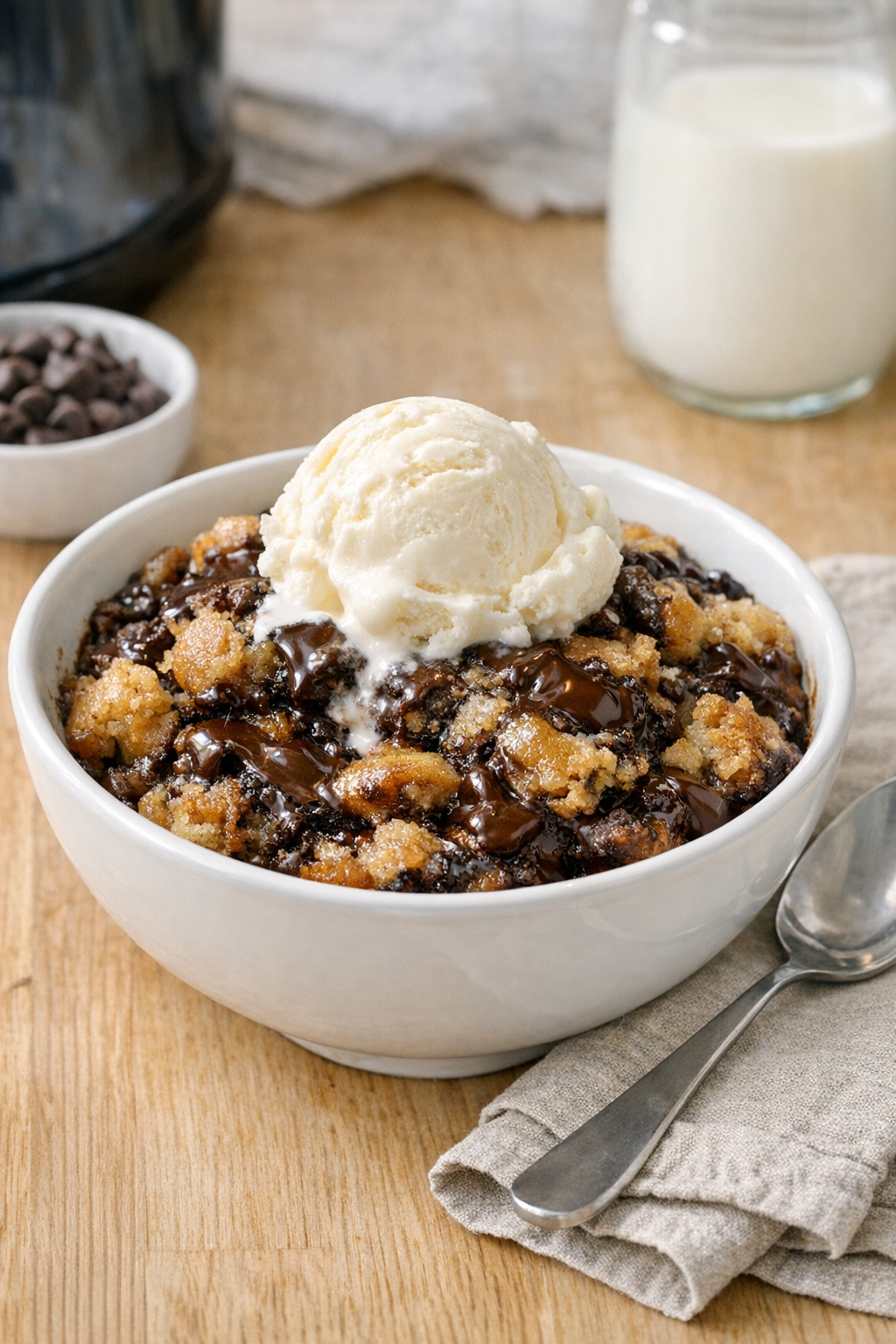 Finished slow cooker cookie dough dessert