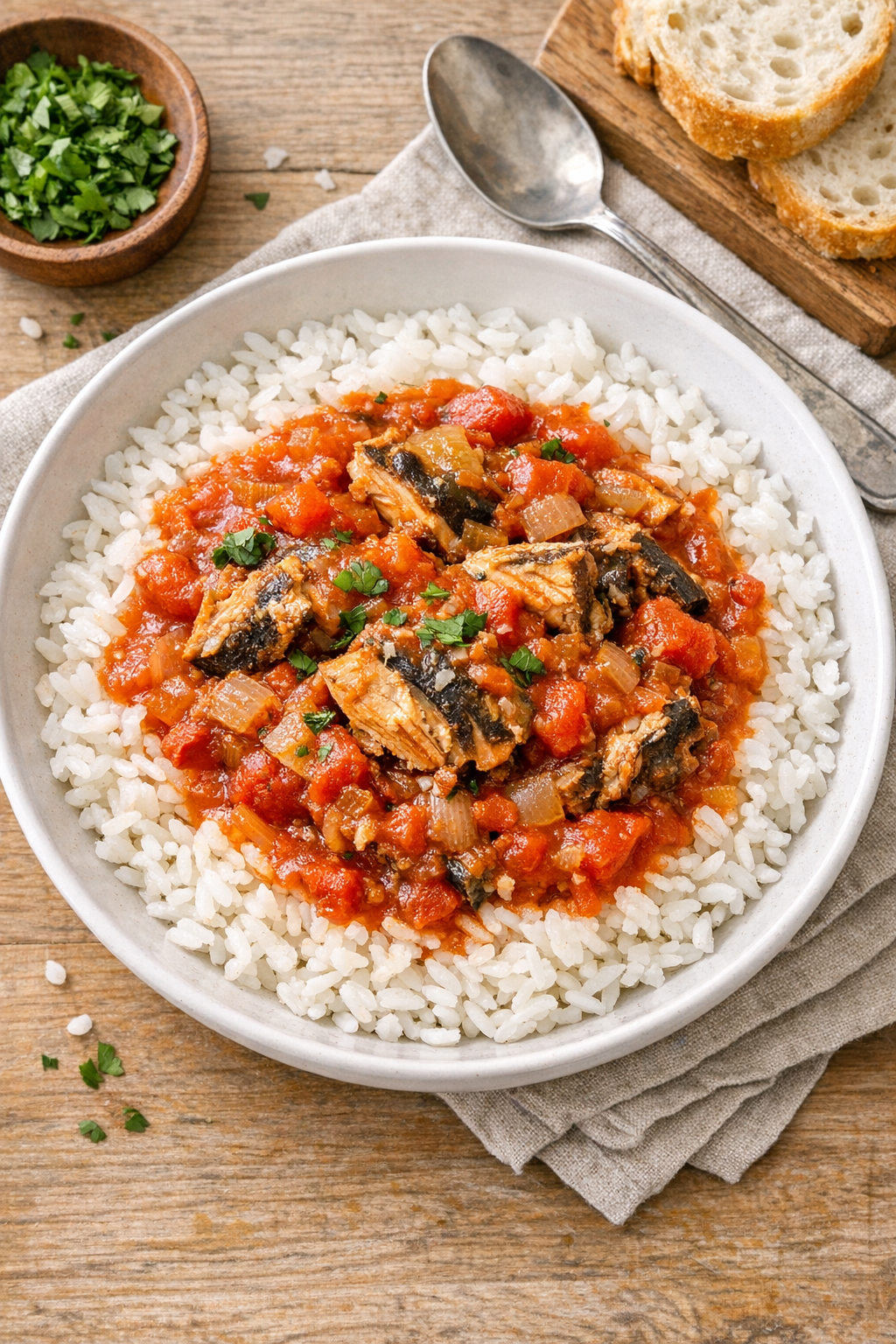 Finished slow cooker chub mackerel in tomato sauce