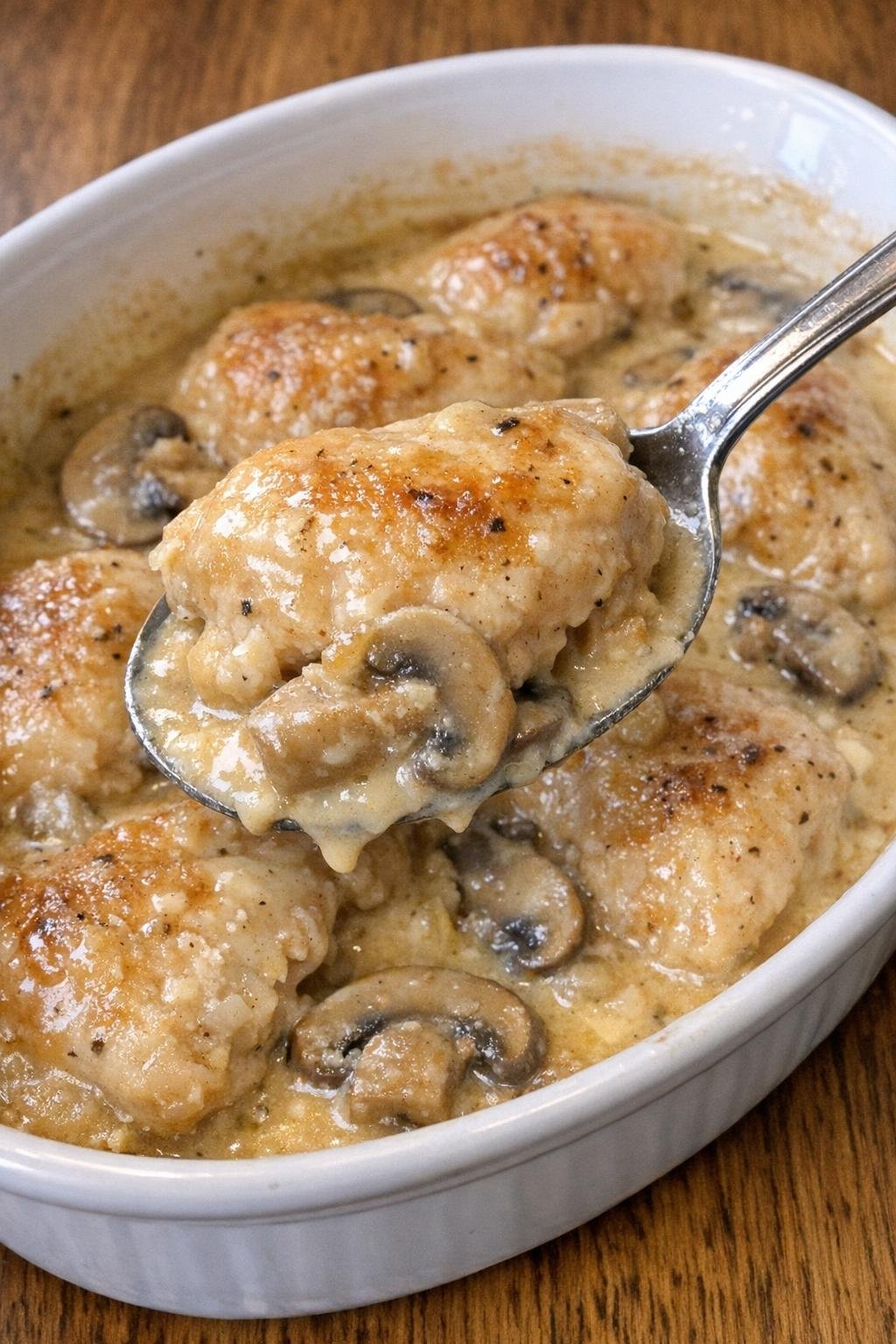 Golden chicken in sherry cream sauce