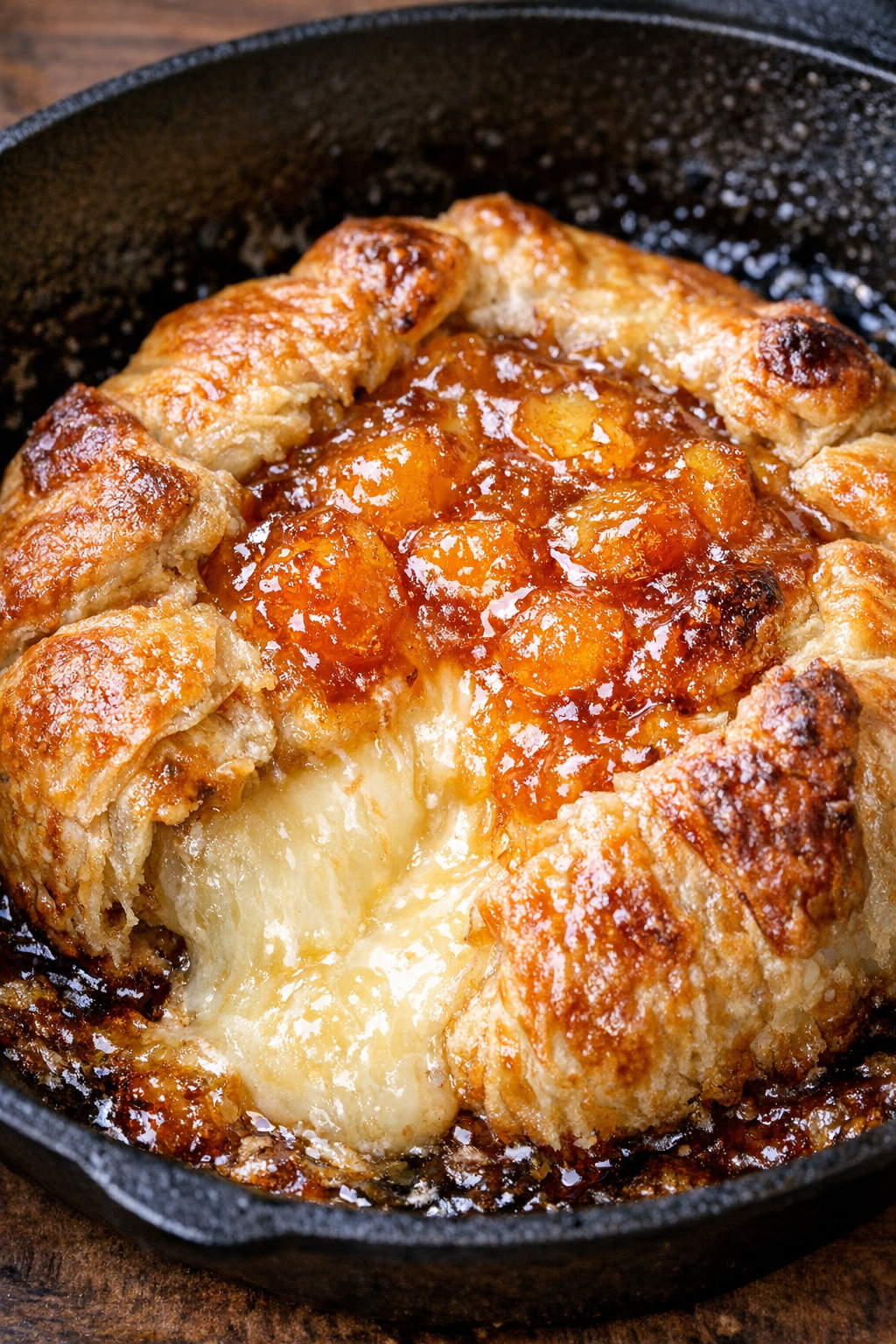 Southern 3-ingredient baked peach brie fresh from the oven