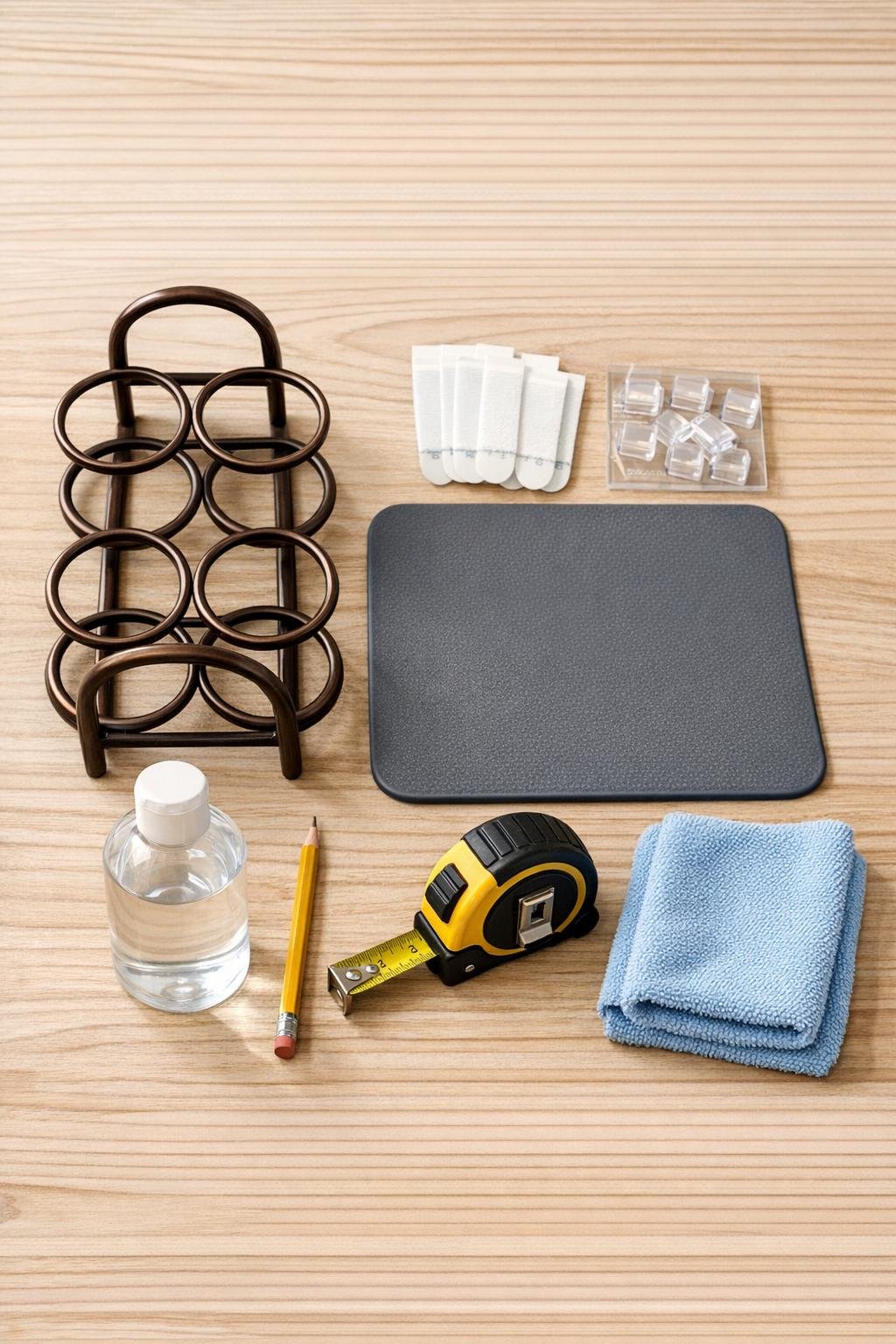 Materials for a vanity door curling iron holder