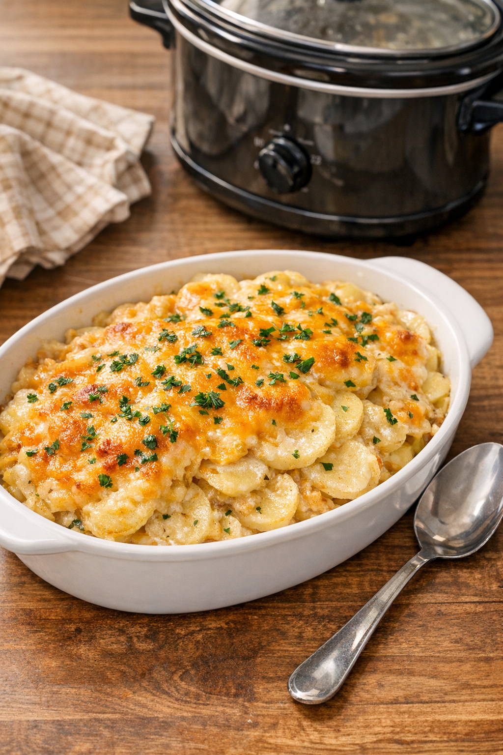 Finished slow cooker potato casserole