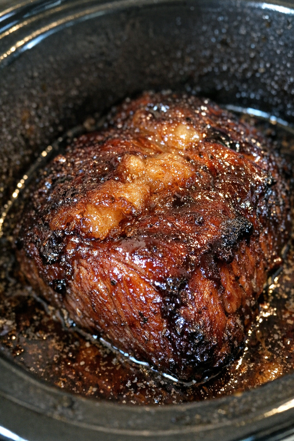 Slow cooker mahogany-glazed roasted protein chunk