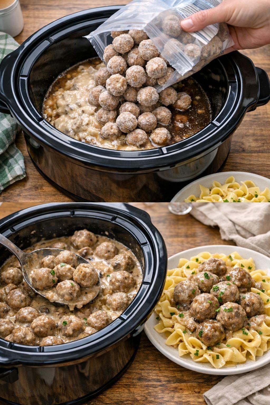 Finished Swedish meatballs in creamy sauce