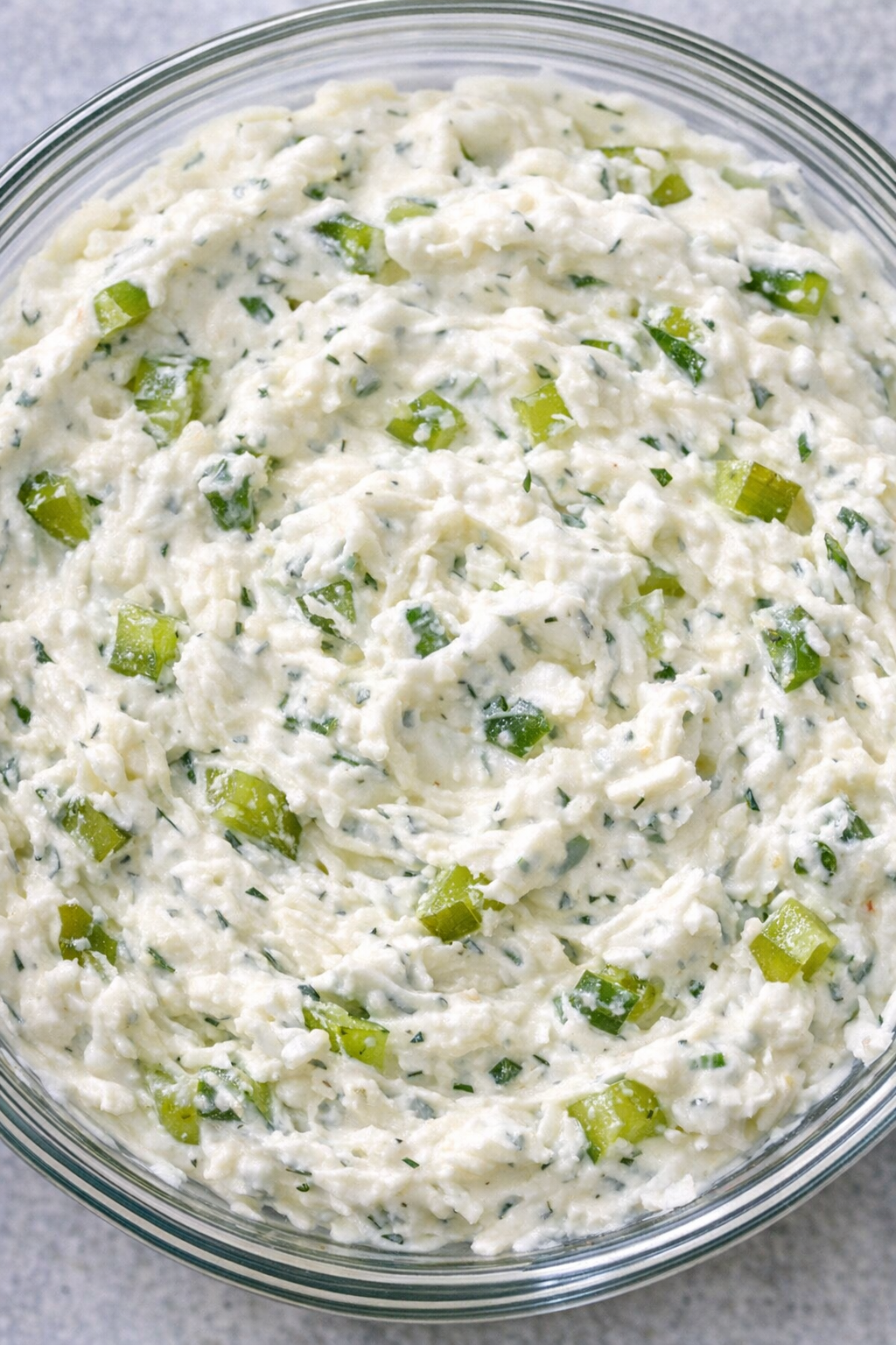 Southern 4-ingredient dill pickle dip in a glass bowl