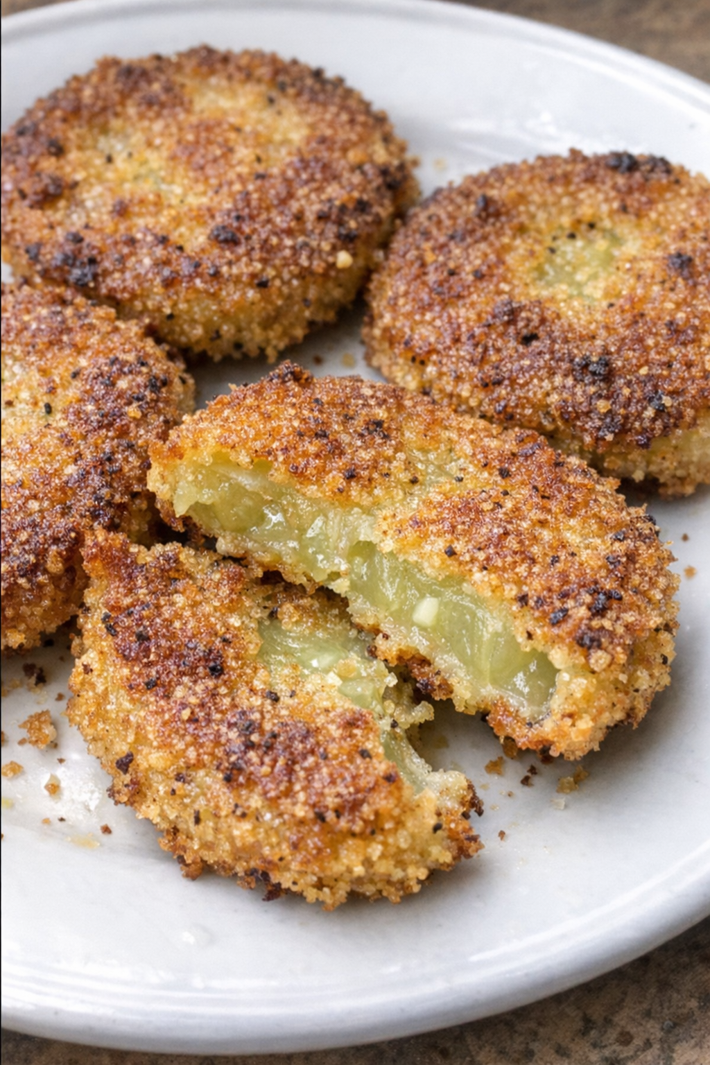 Close-up of crispy fried green tomatoes