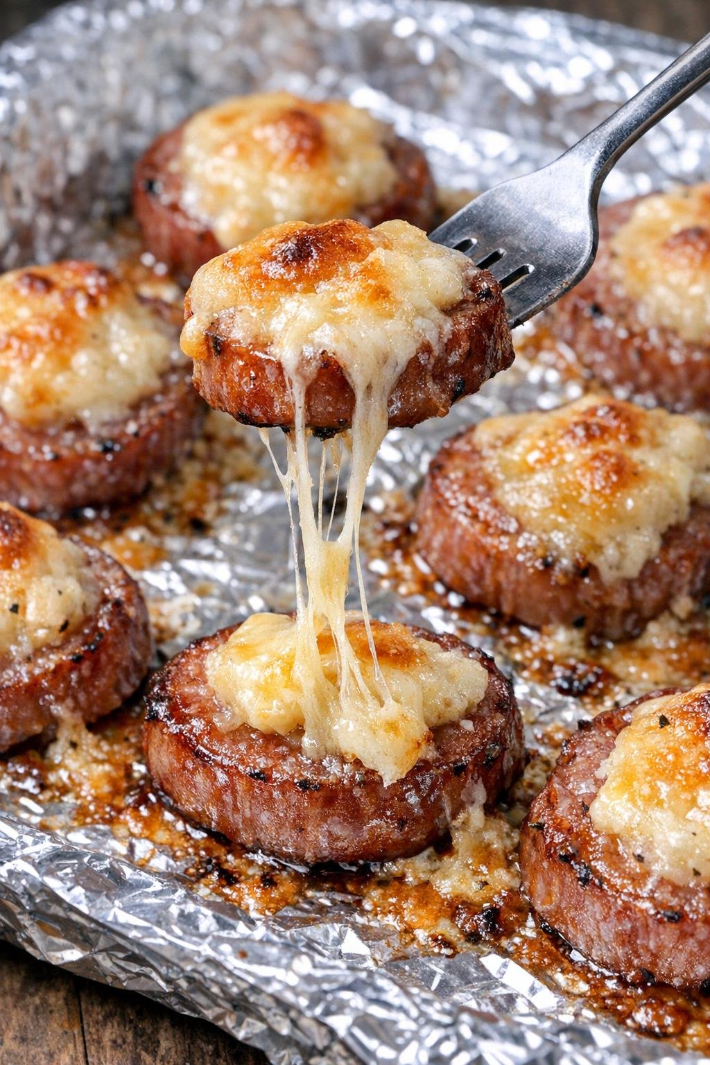 Low carb 3-ingredient kielbasa Rockford bites on a foil tray