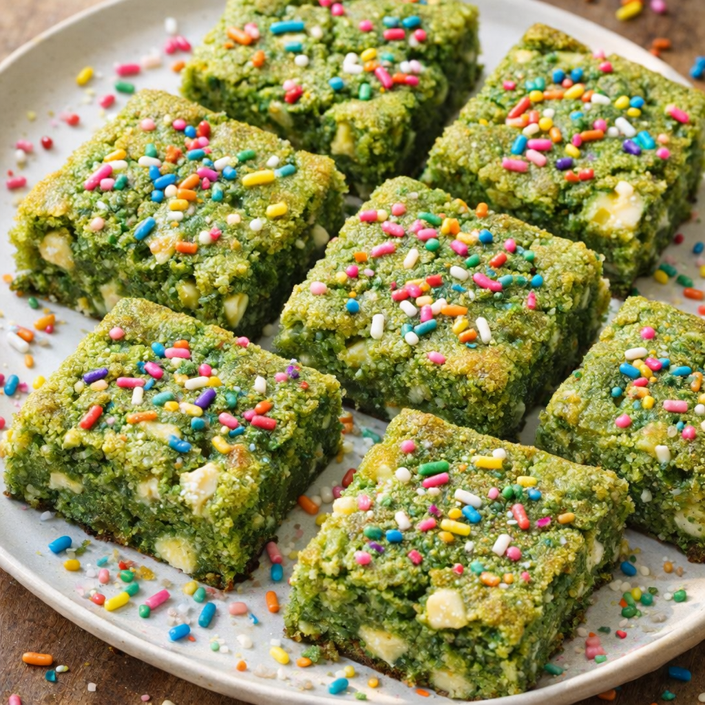 Blondie squares topped with rainbow sprinkles