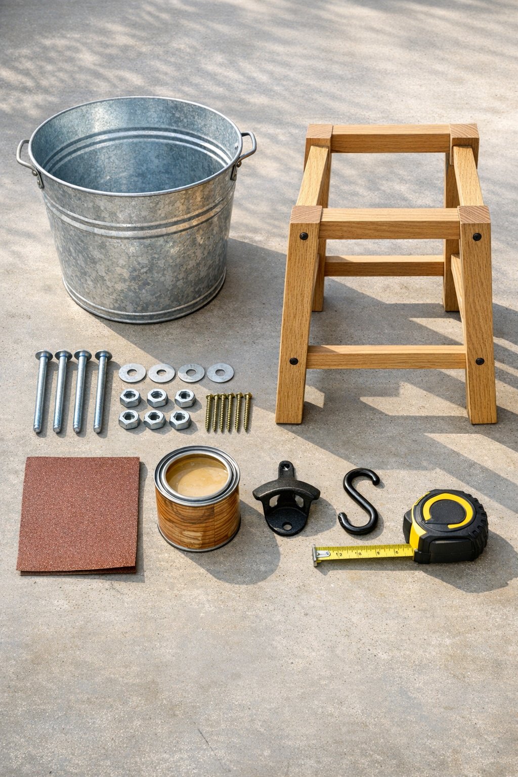 Materials for building a wooden stool frame ice bucket stand