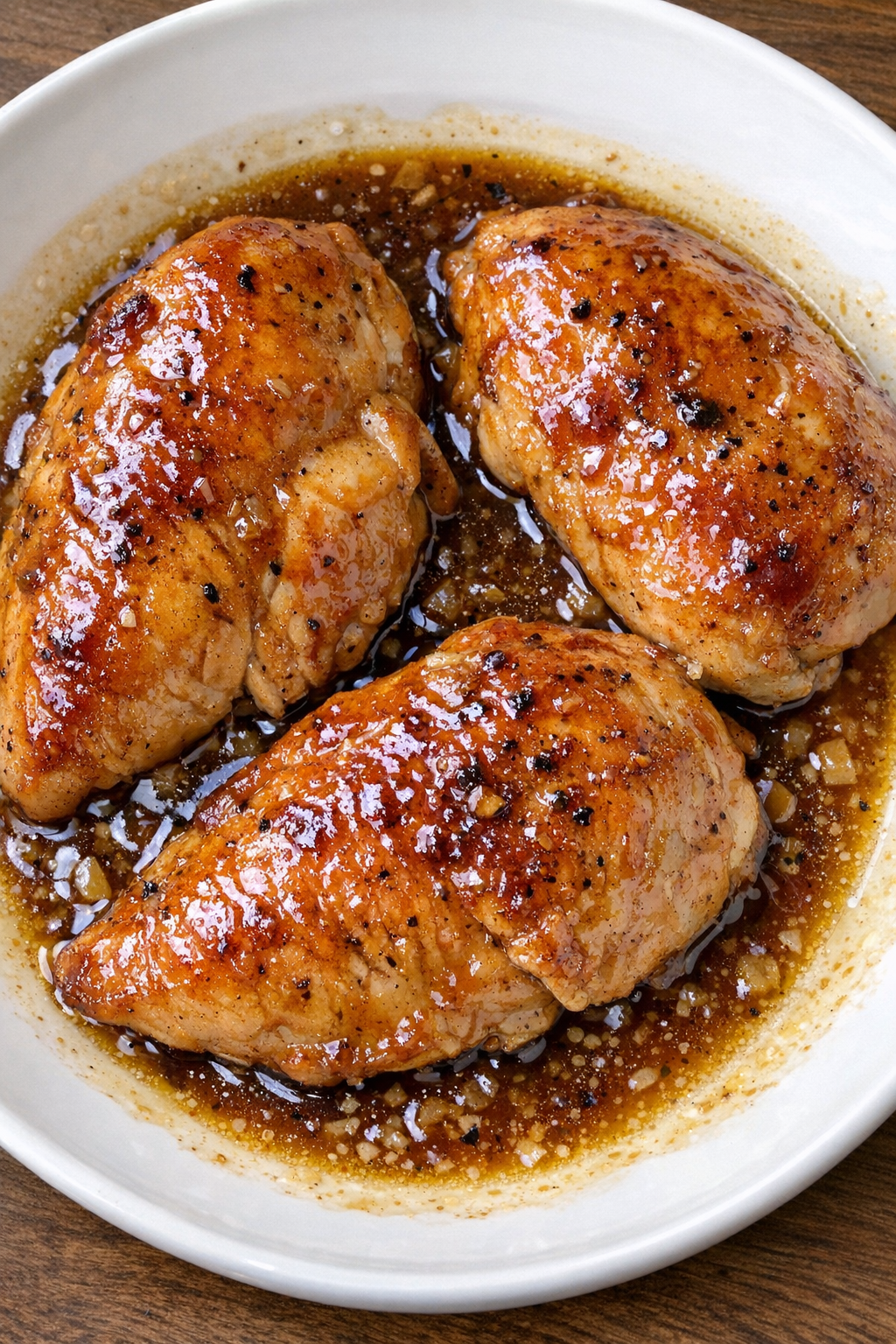 Slow cooker Amish honey chicken on a white ceramic plate