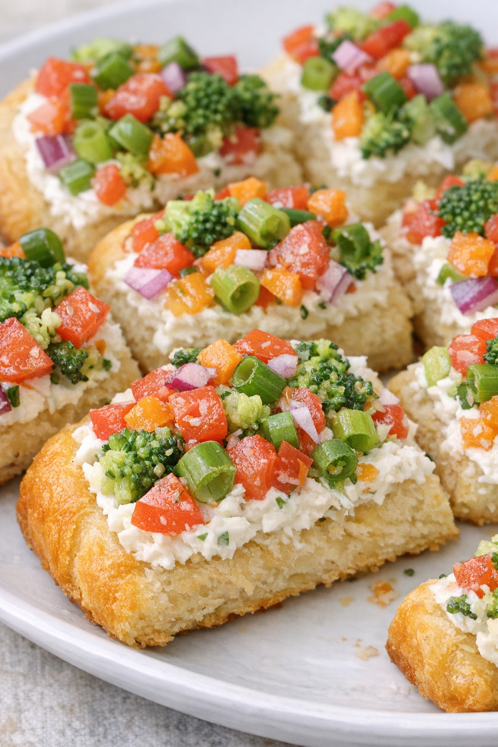 Southern 4-ingredient veggie crescent bites on a white ceramic plate