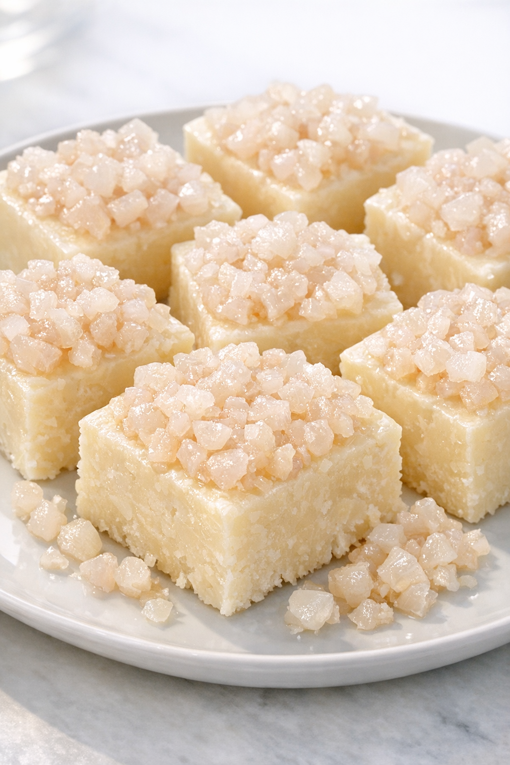Lychee fudge with extra lychee topping for stronger flavor