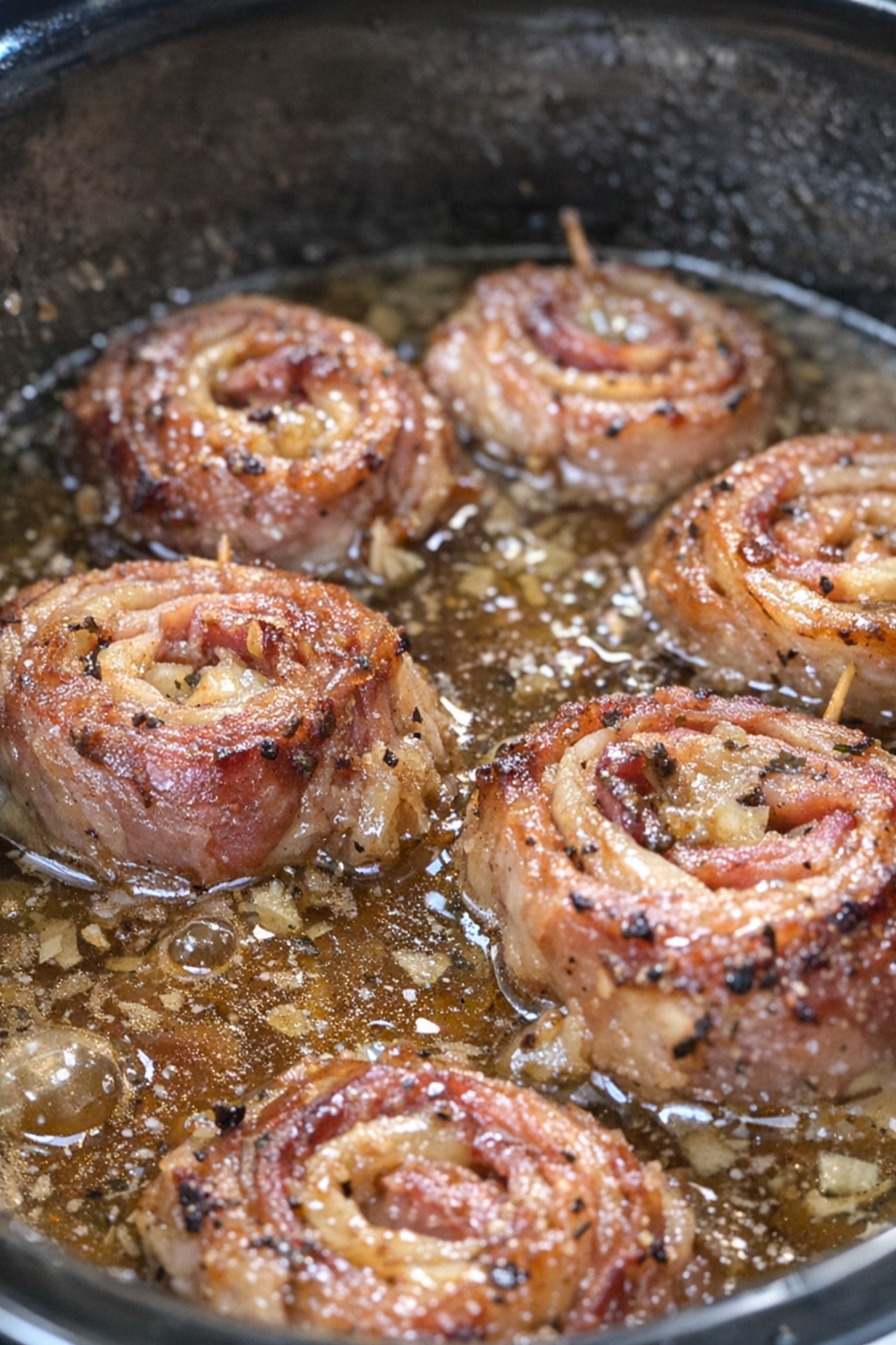 Slow-roasted protein spirals in rich broth inside a slow cooker
