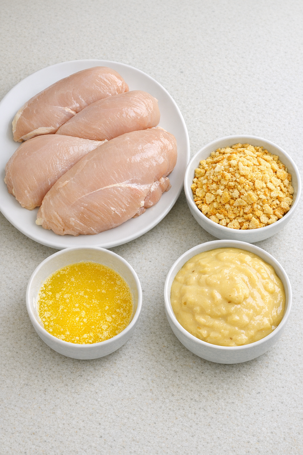 Main ingredients for butter cracker chicken