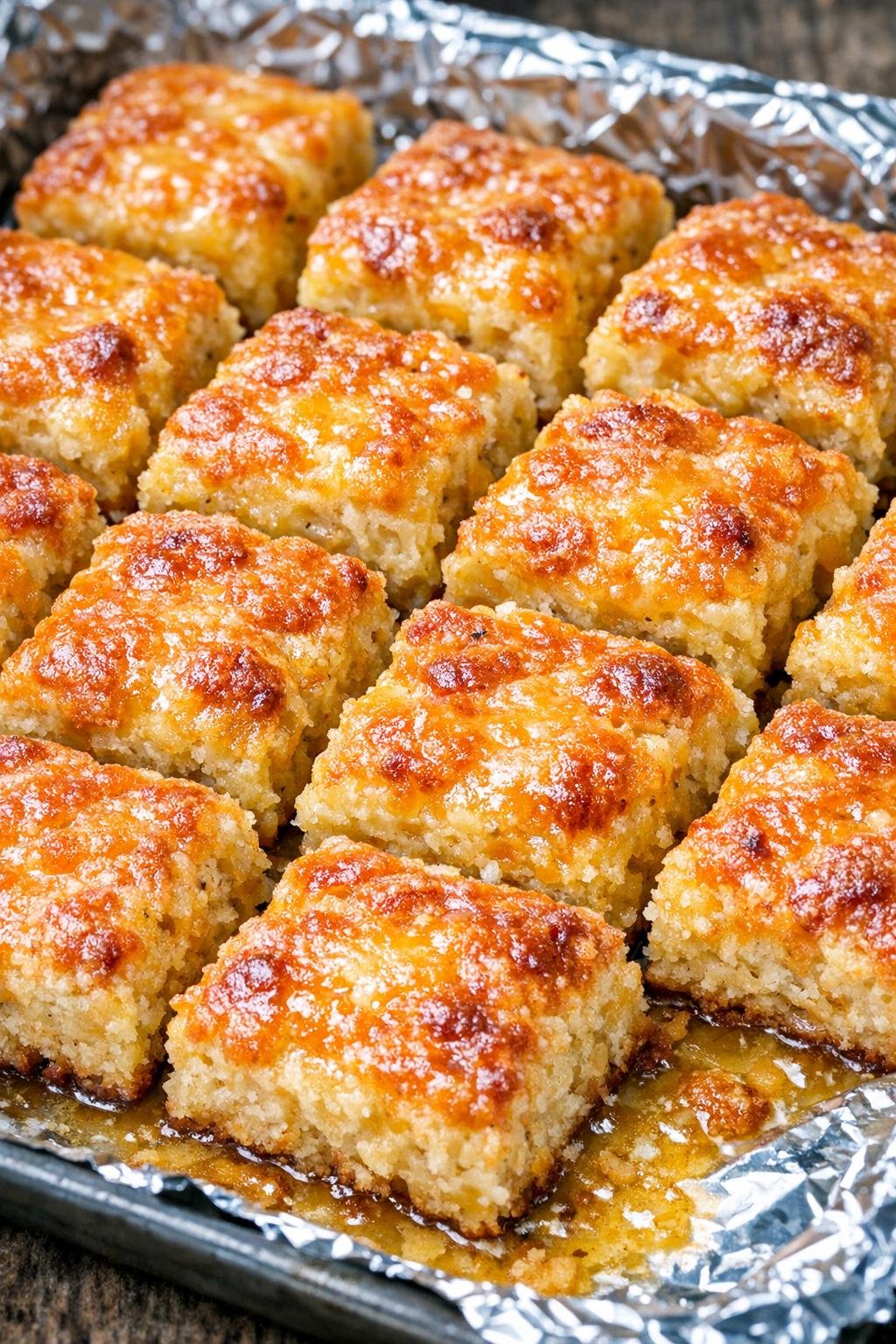 Southern 3-ingredient cheddar butter squares fresh from the oven