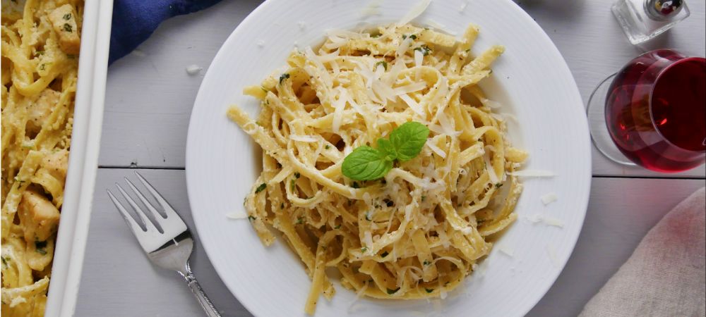 Baked Garlic Chicken Fettuccine Recipe and Video