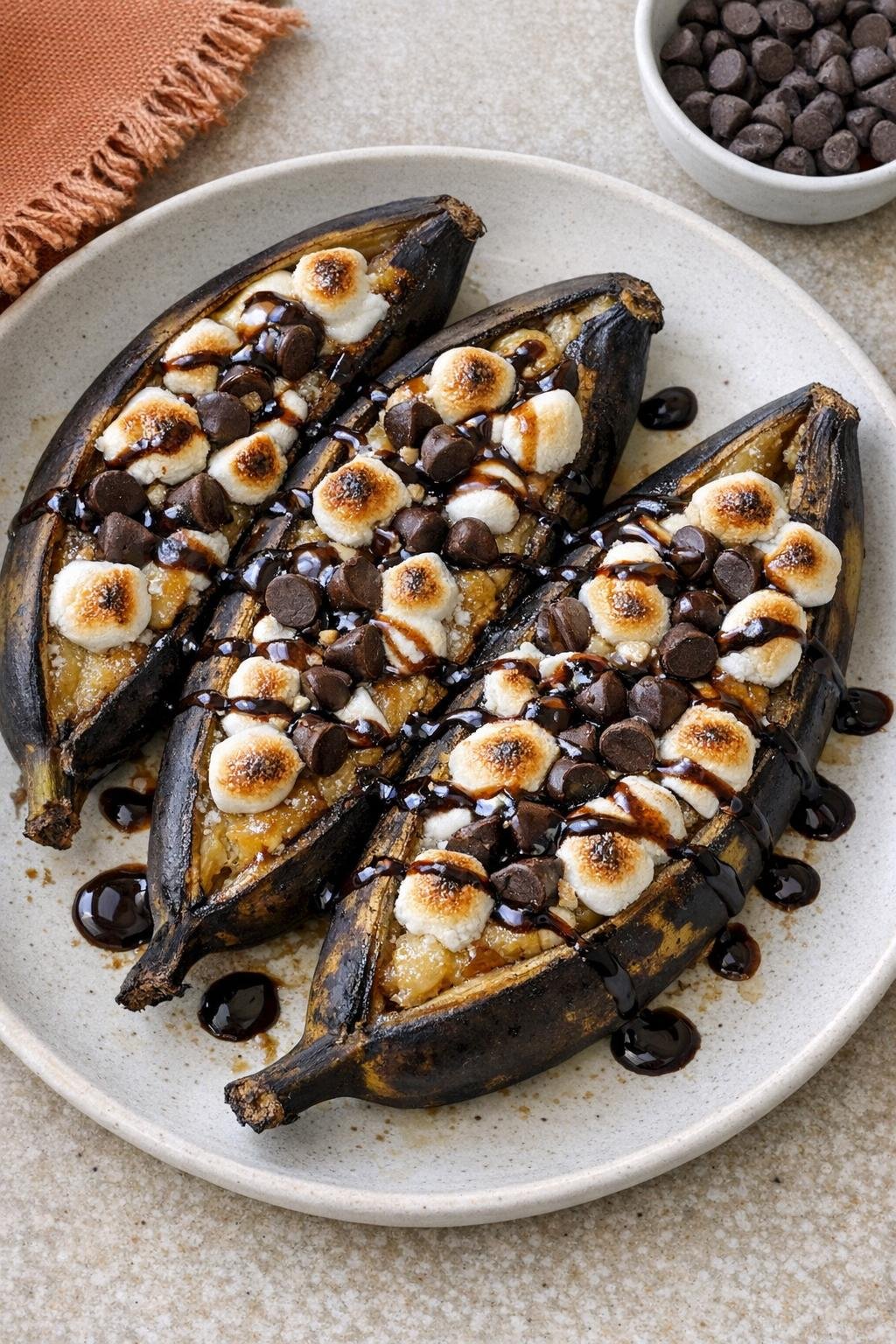 Finished baked spooky banana dessert