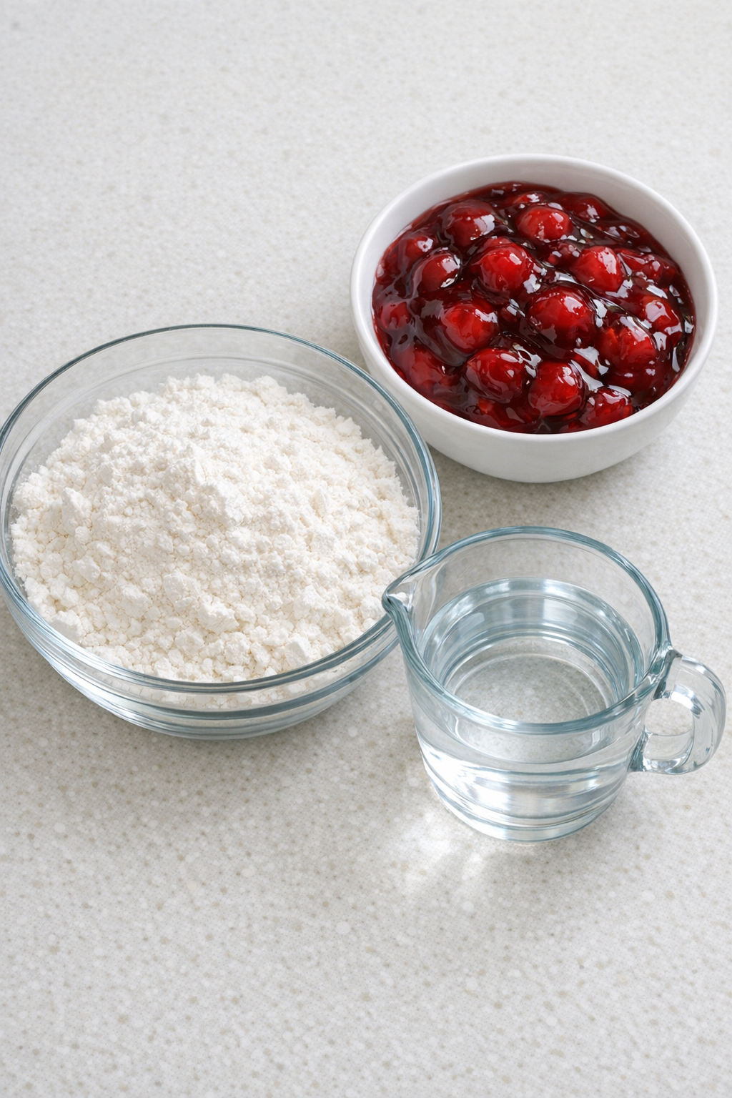 Angel food cake mix, pie filling, and water for the recipe