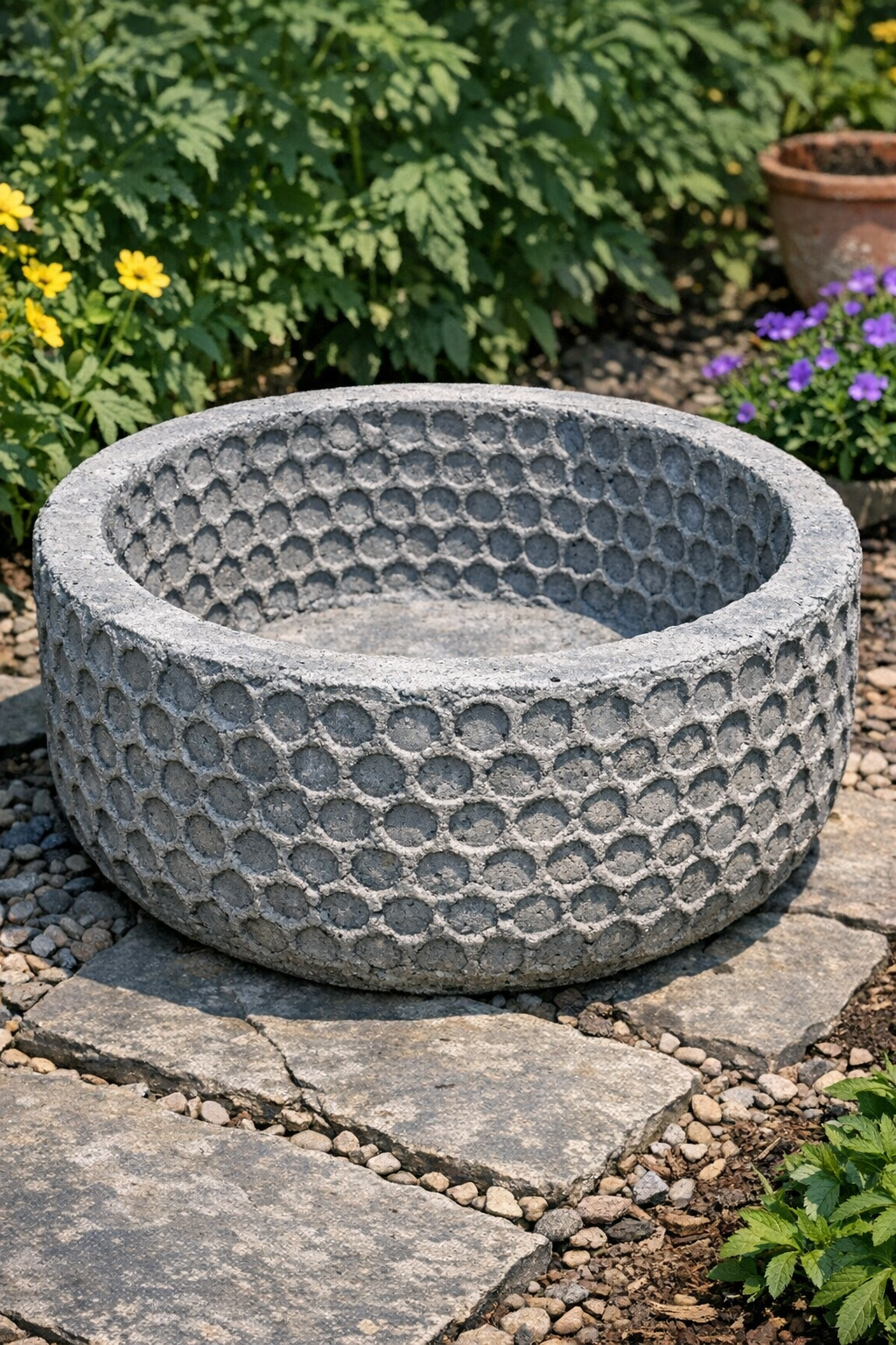 Finished heavy honeycomb cement yard basin