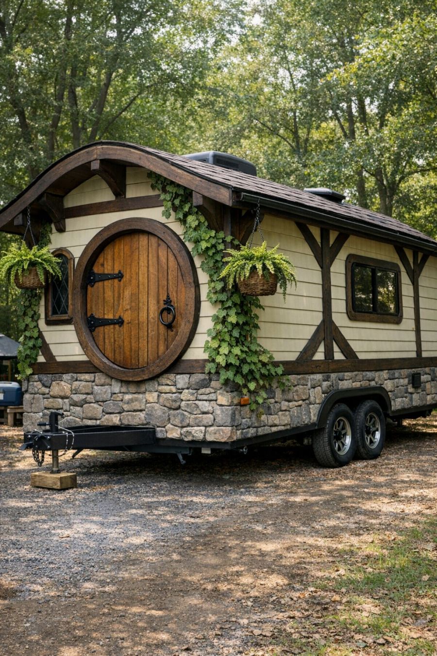 Peek into this rustic stone and timber cottage RV camper adorned with ...