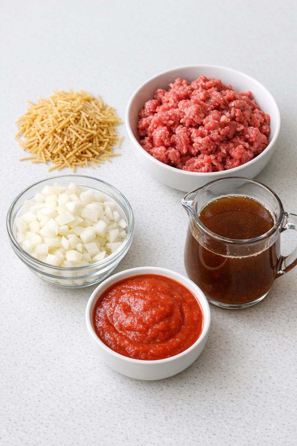 Main ingredients for slow cooker fideo