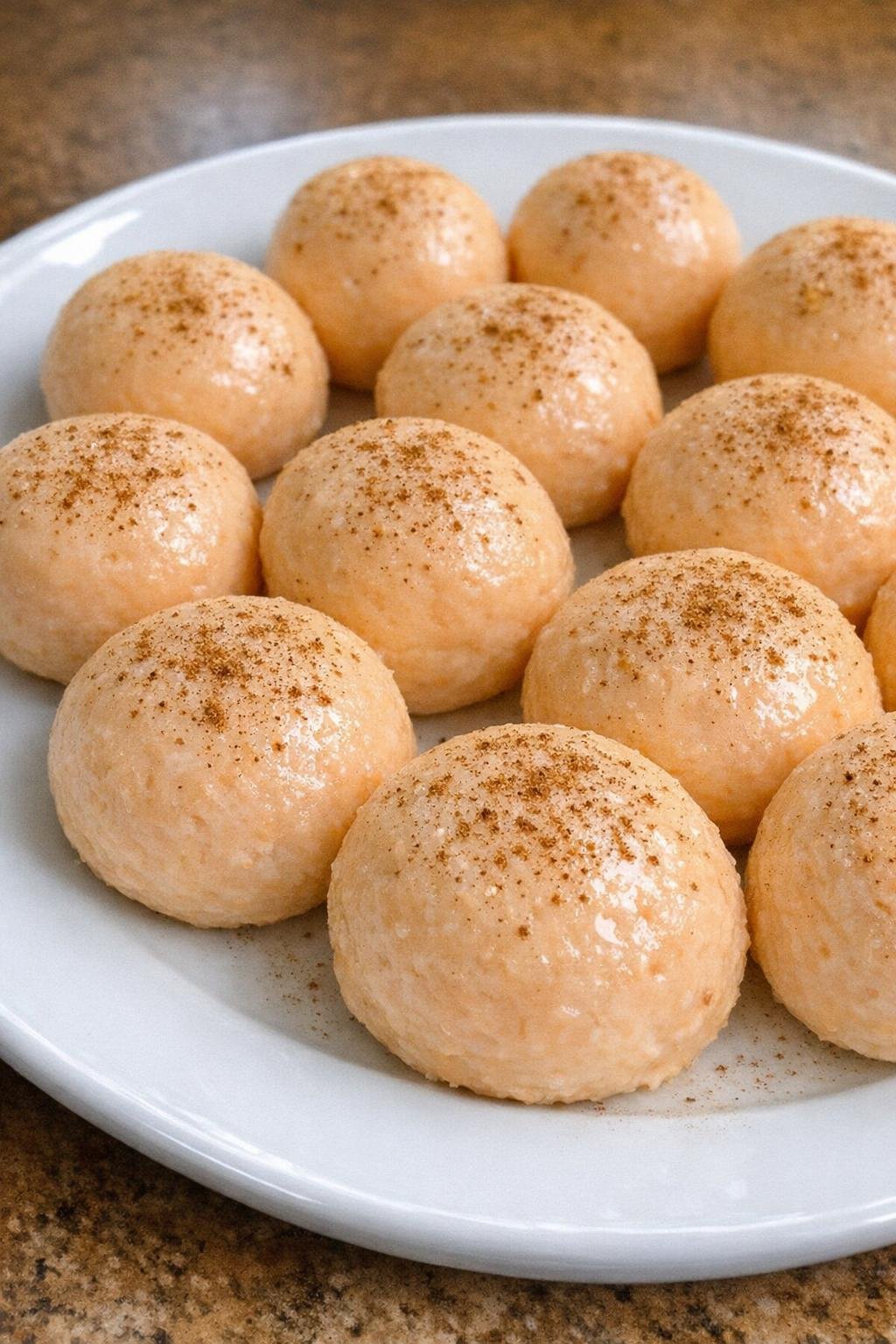 Pumpkin cheesecake fat bombs on a white plate