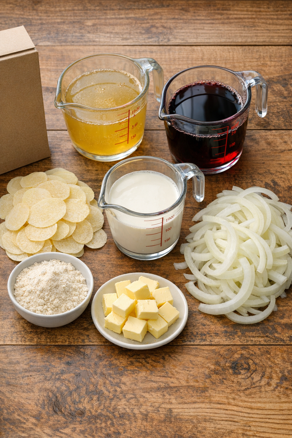 Main ingredients for slow cooker red wine potatoes