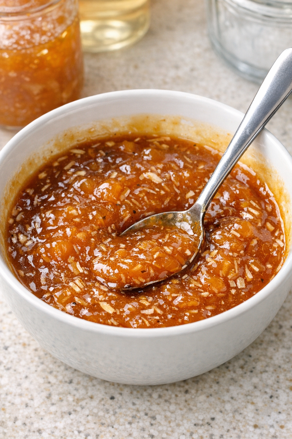 Sauce being mixed in a bowl