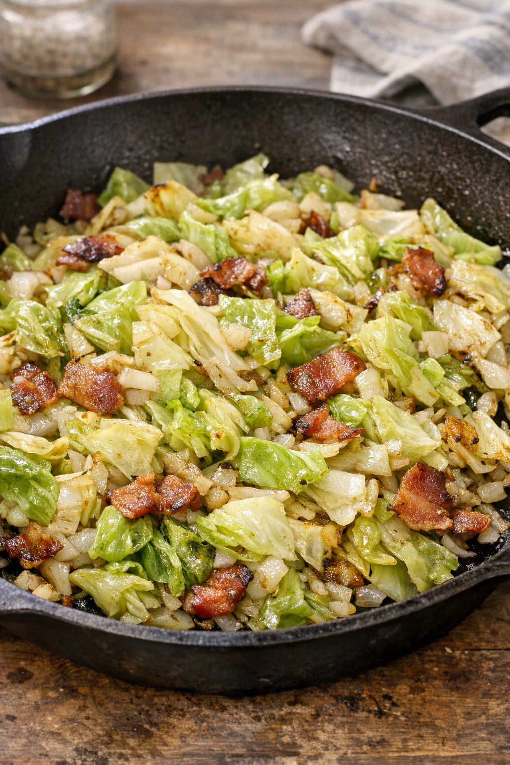 Cabbage wilting in the skillet