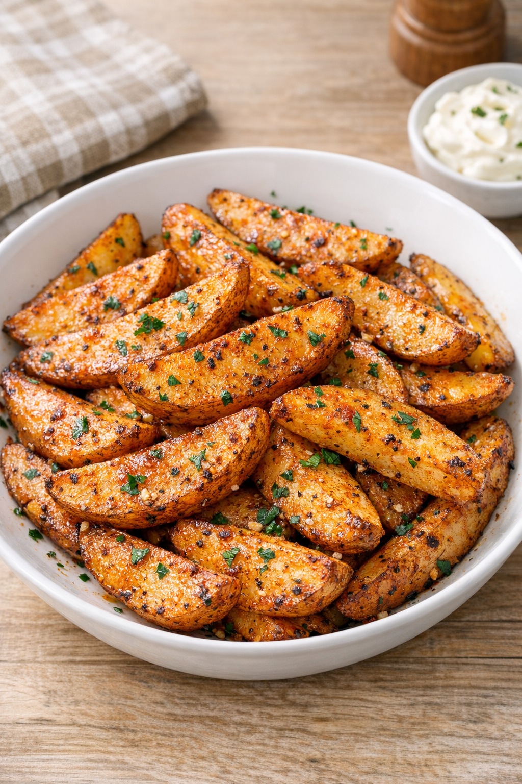 Finished slow cooker potato wedges