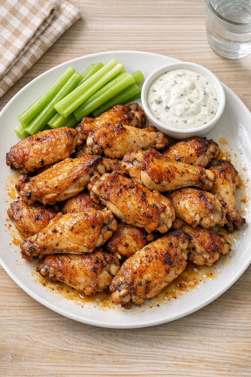Finished roasted chicken wings on a platter