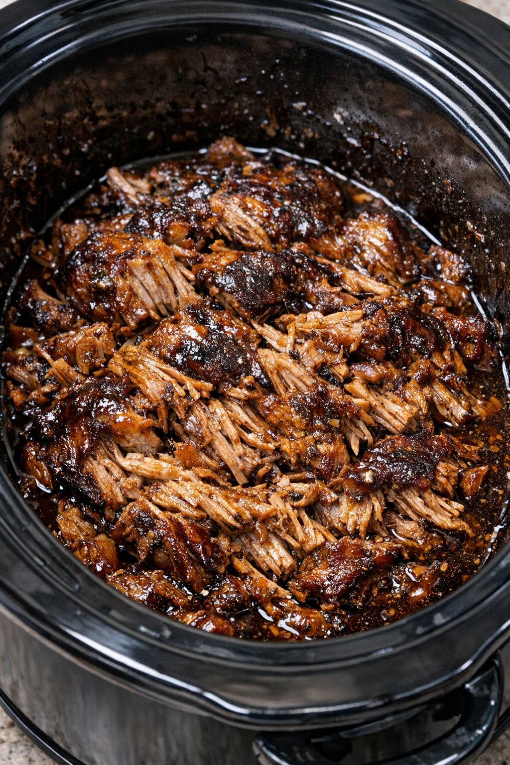 Slow-roasted glazed protein in a slow cooker