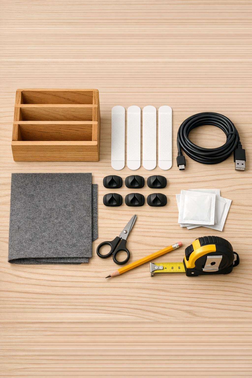 Materials for a hidden nightstand drawer phone charging station