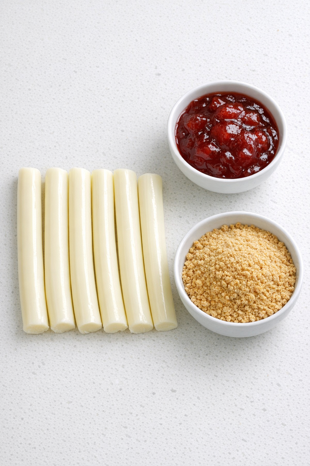 String cheese, strawberry jam, and graham cracker crumbs