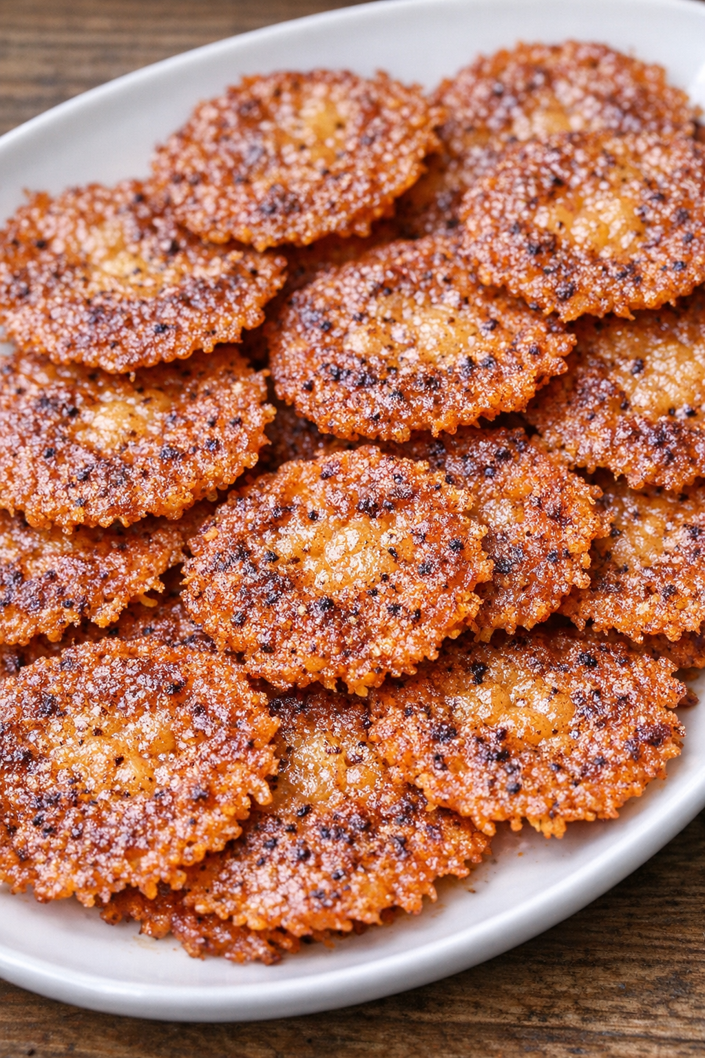 Low carb 3-ingredient taco cheese crisps on a serving platter