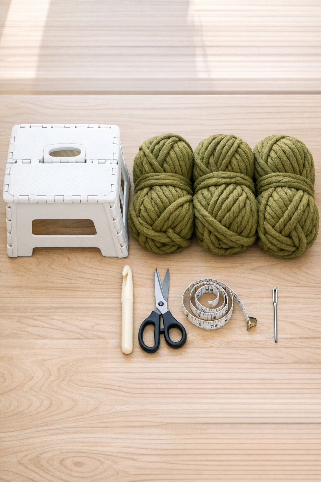 Materials for crocheted step stool magazine rack