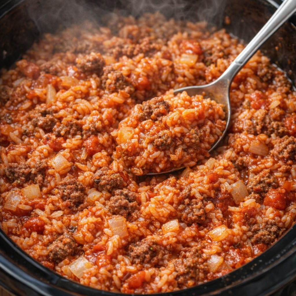 Finished Texas hash inside the slow cooker