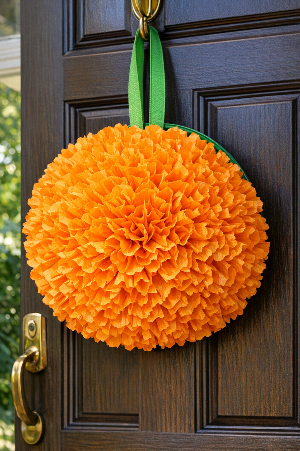 Finished giant summer marigold front door hanger