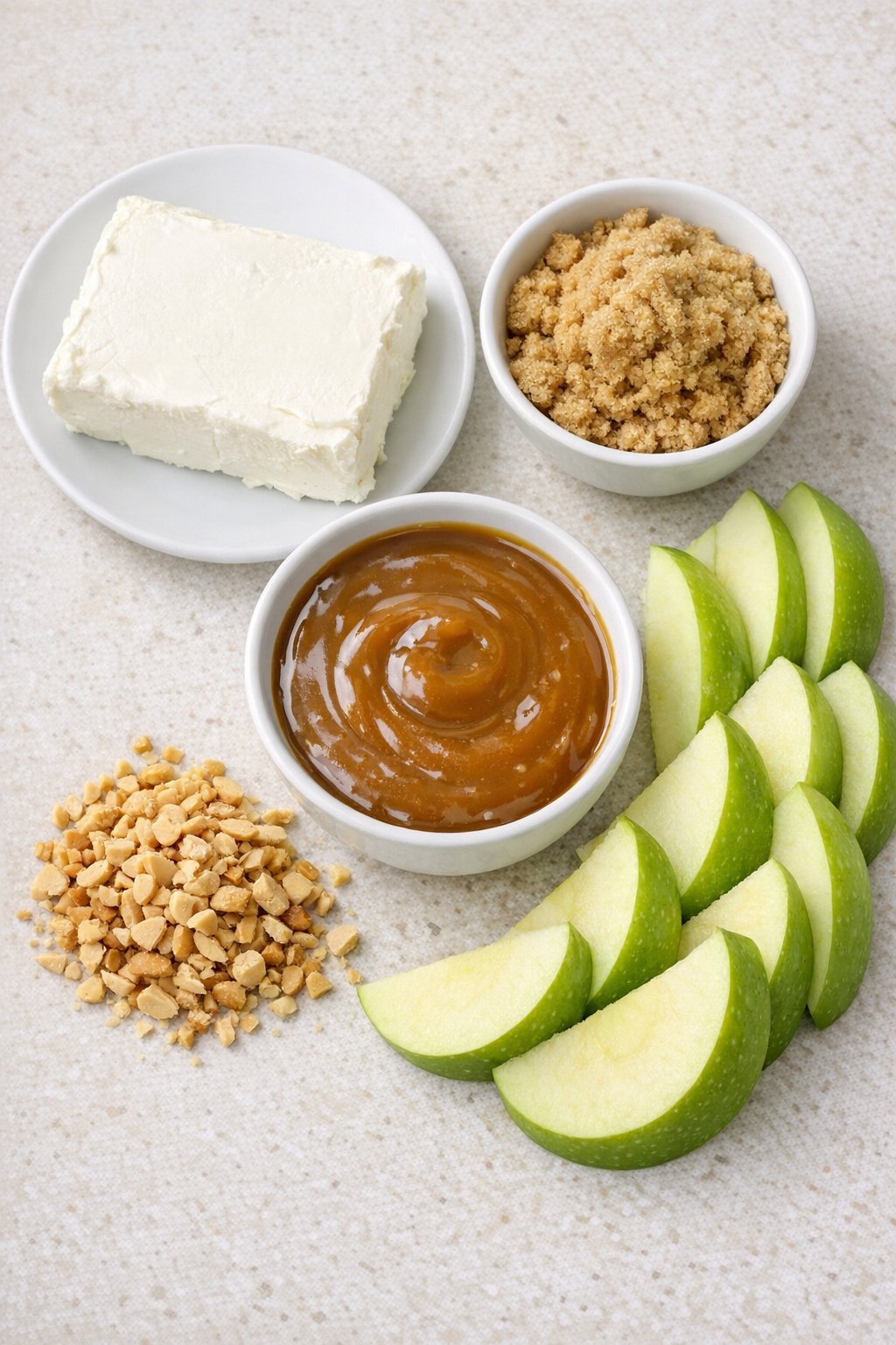 Measured ingredients for caramel apple dip