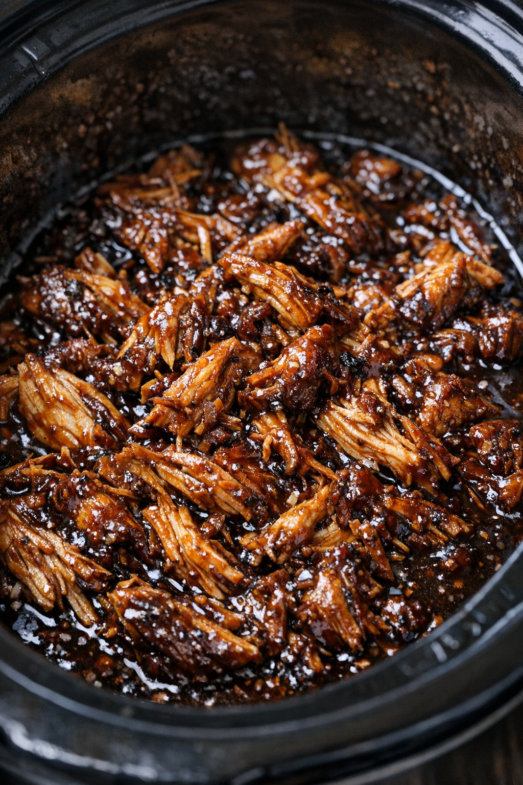Slow cooker comfort chicken in dark glaze