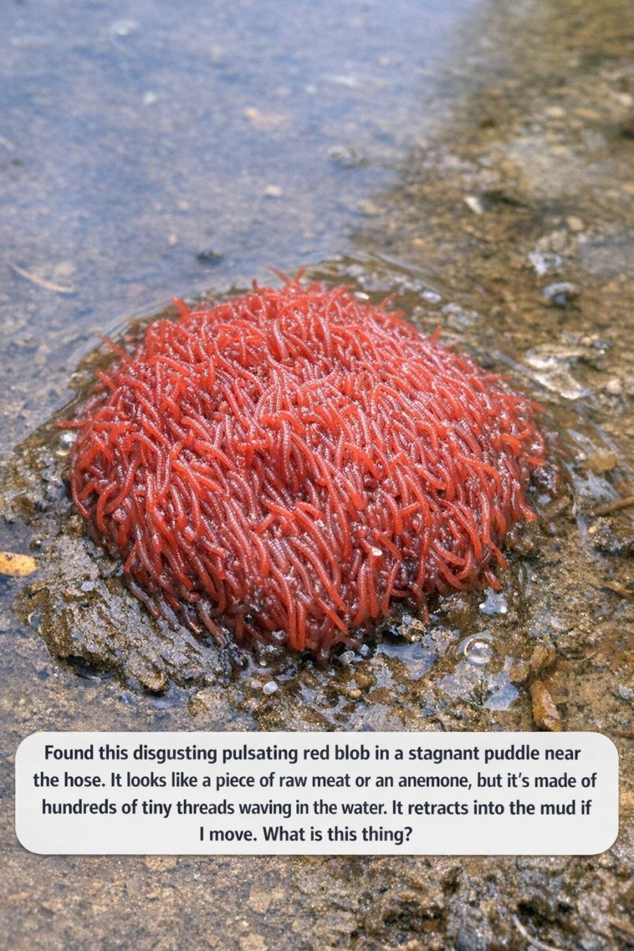 Meat Puddle Found this disgusting pulsating red blob in a stagnant puddle near the ...