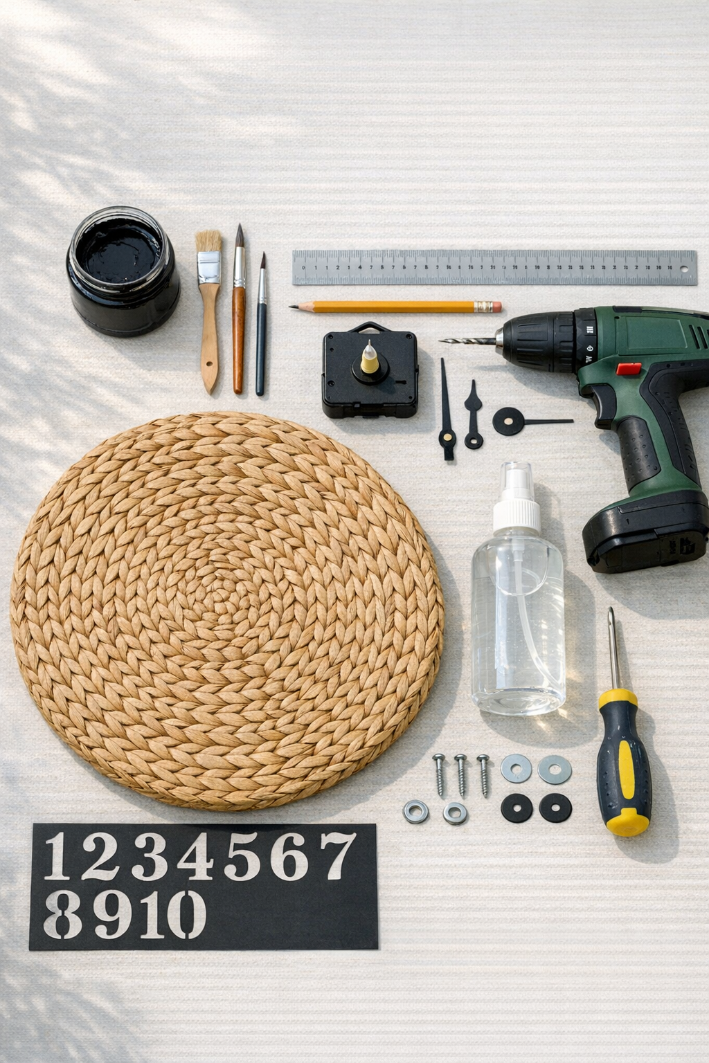 Materials for making an outdoor woven basket lid clock