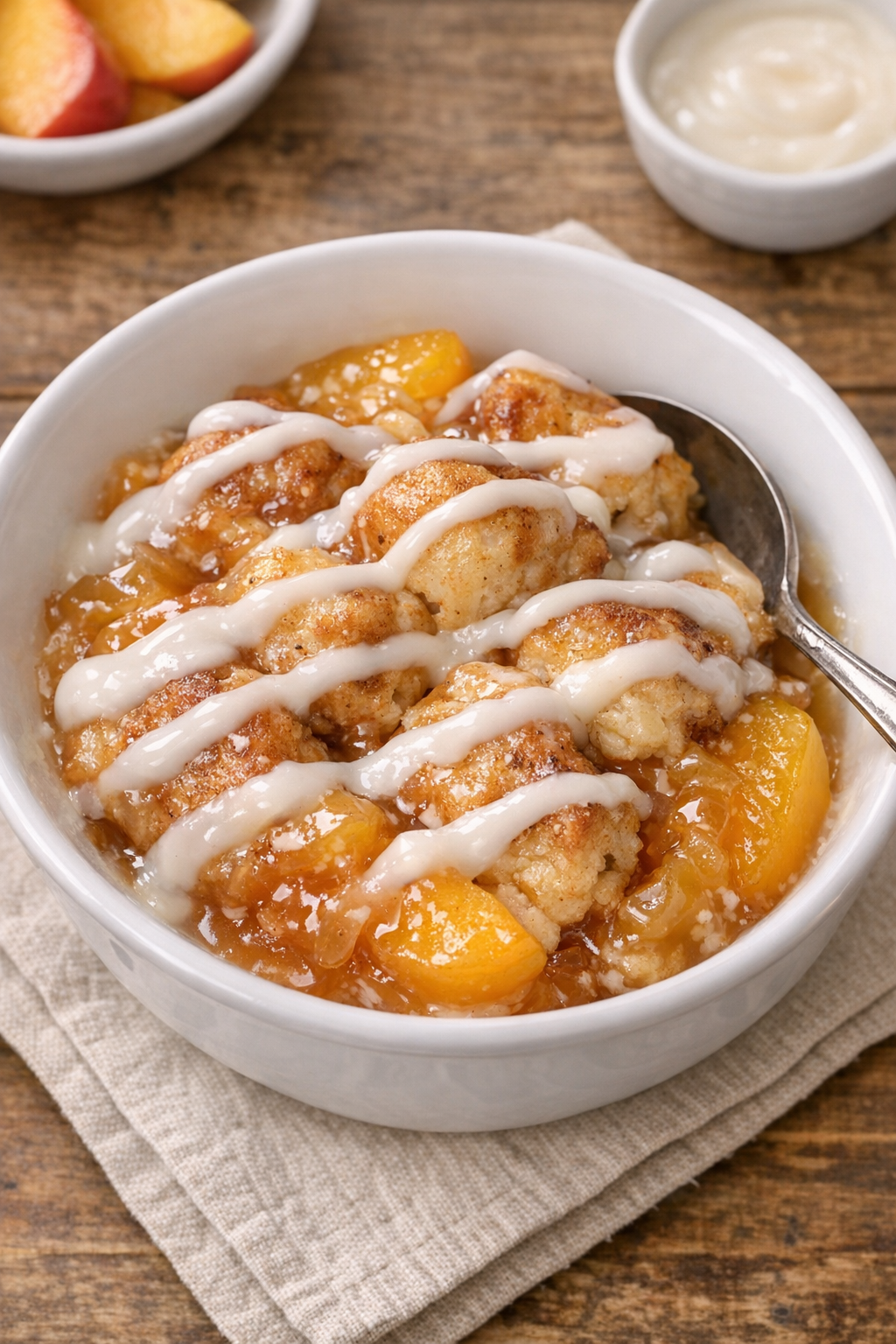 Finished cinnamon roll fruit sweet from the slow cooker