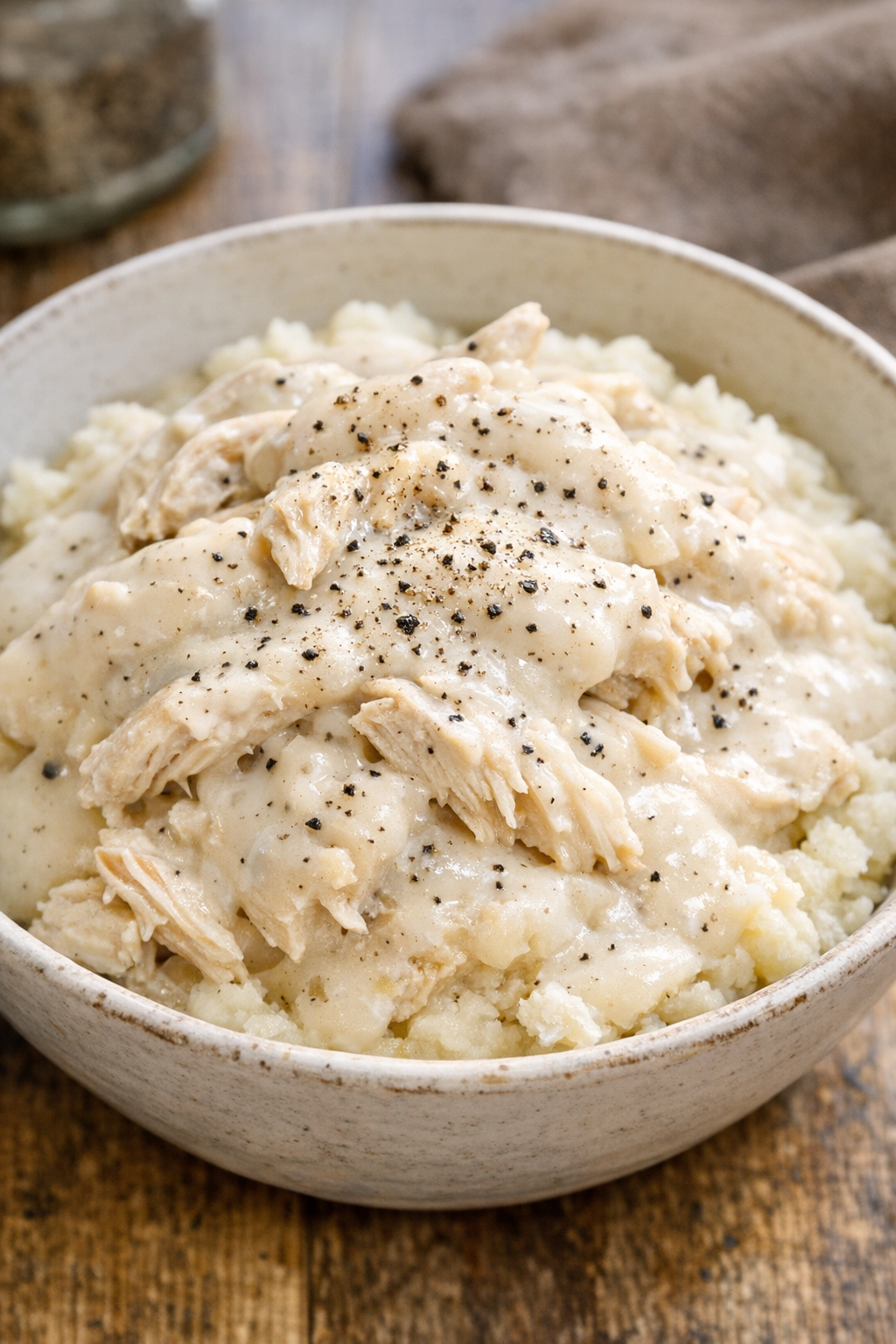 Country gravy chicken with extra black pepper