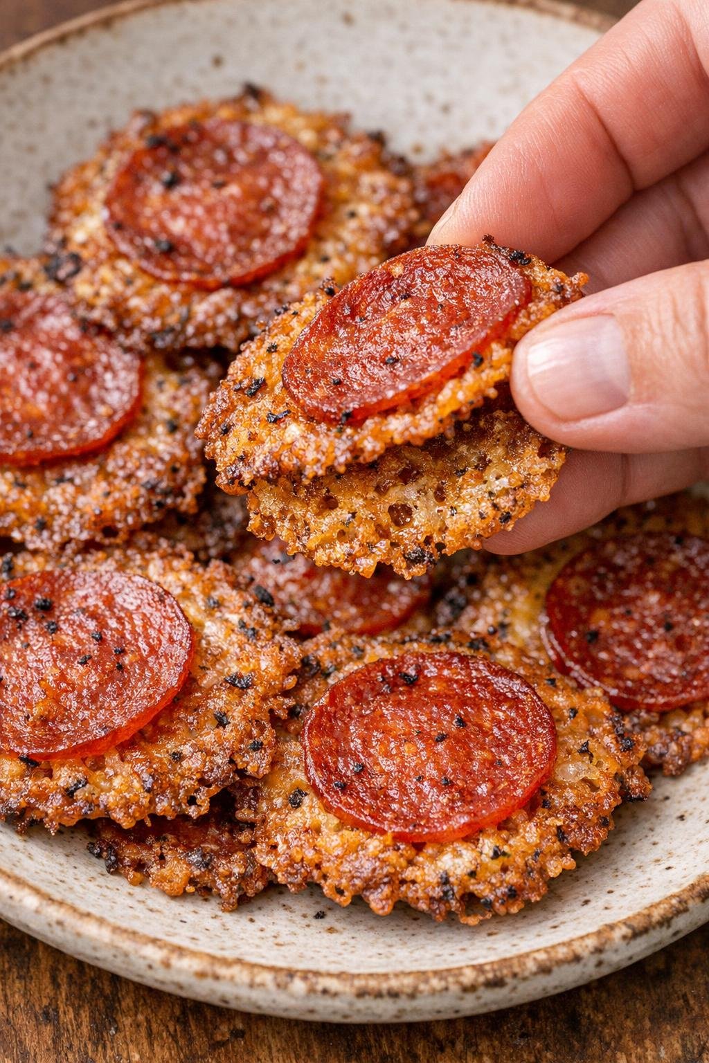 Finished pepperoni Harrington crisps