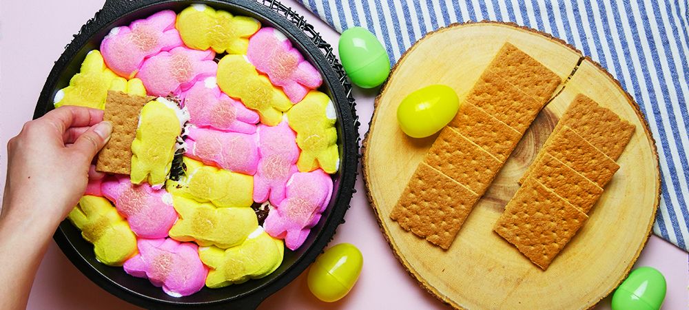Line Peeps In A Circle Inside A Skillet  And Get A Fun Dessert Everyone Will Love Recipe and Video