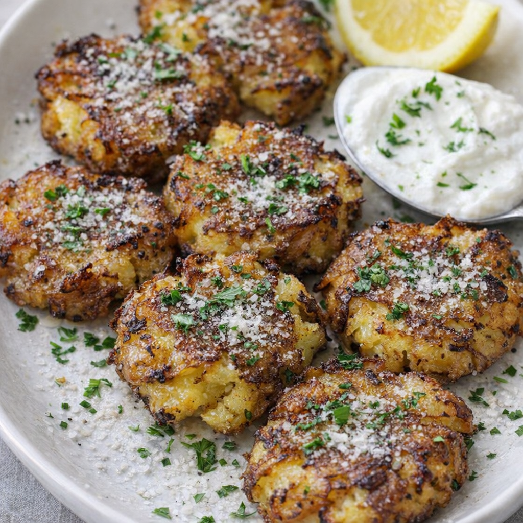 Zdrobljen krompir, prelit z zelišči in parmezanom